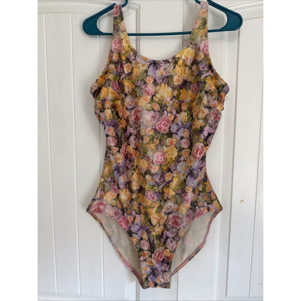 VINTAGE 1950's Ladies GANTNER One‎ Piece SWIMSUIT 12 Roses Velour Rare!